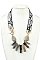 ANIMAL PRINT FRINGE STONE CORD NECKLACE
