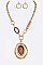 Mix Media Stone Pendant Necklace Set