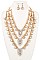 3 LAYERED FLORAL DANGLE NECKLACE SET