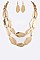 Textured Metal Mix Shape Layer Necklace Set