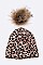 Leopard Print Fur Pom Knit Beanie
