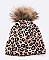 Leopard Print Fur Pom Knit Beanie