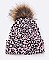 Leopard Print Fur Pom Knit Beanie