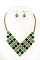 SQUARE GEM BIB NECKLACE SET