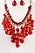 CHAIN & CLUSTERED BEADS BIB NECKLACE SET
