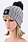 Stylish Star Patch PomPom Knit Beanie LA-WH023