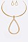 Metal Teardrop Pendant Choker Necklace Set