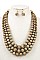 MULTI-LAYERED WOOD STATEMENT NECKLACE SET
