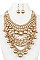 CRYSTAL BEAD & PEARL BIB STATEMENT NECKLACE SET