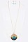 MIXED TEXTURE GEM STONE PENDANT NECKLACE SET