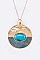 MIXED TEXTURE GEM STONE PENDANT NECKLACE SET