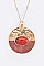 MIXED TEXTURE GEM STONE PENDANT NECKLACE SET