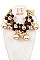 PEARL & WOODEN FLOWER BIB NECKLACE SET