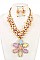 FLOWER PENDANT PASTEL BEADS NECKLACE SET