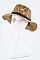 Woven Leather Band Chunky Knit Panama Hat LA3083DD