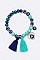 Pack of 12 Evil Eye Bead & Tassel Stretch Bracelets Set