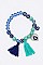 Pack of 12 Evil Eye Bead & Tassel Stretch Bracelets Set