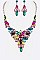 Flower Crystal Statement Necklace Set