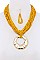 METAL CIRC PENDANT IN BEADED NECKLACE SET