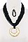 METAL CIRC PENDANT IN BEADED NECKLACE SET