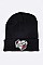 Fashion Peace Love Embroidered Patch Beanie