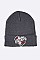 Fashion Peace Love Embroidered Patch Beanie