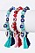Pack of 12 Evil Eye Bead & Tassel Stretch Bracelets Set