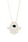 RHINESTONE HAMSA HAND LONG PENDANT NECKLACE
