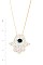RHINESTONE HAMSA HAND LONG PENDANT NECKLACE