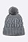 Pack of 12 Fleeced Raised Knit Beanie Set