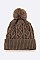 Pack of 12 Fleeced Raised Knit Beanie Set
