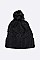 Pack of 12 Fleeced Chain Stitch Winter PomPom Beanie Set
