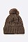 Pack of 12 Fleeced Chain Stitch Winter PomPom Beanie Set
