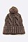 Pack of 12 Cable Knit PomPom Winter Beanie Set