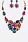 STYLISH CRYSTAL FLOWER STATEMENT NECKLACE SET