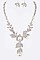 GLAM CRYSTAL PEARL FLOWER STATEMENT NECKLACE SET