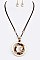Animal Printed Pendant Mix Media Necklace Set