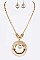 Metal Pendant  Crystal Accent Textured Necklace Set