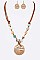 Natural Stone Beaded Wired Pendant Necklace Set