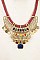 METAL DISK BEAD ORNATE CORD NECKLACE SET