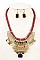 METAL DISK BEAD ORNATE CORD NECKLACE SET