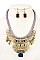 METAL DISK BEAD ORNATE CORD NECKLACE SET