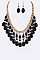 Chic Carved Stone Leaves & Beads Statement Necklace Set LA-YNE2944