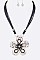 Flower Pendant Rhinestone Metal Necklace Set