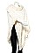 FAUX FUR PLEATED TRIM PONCHO