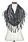 FRINGE TRIM SQUARE PATTERN INFINITY SCARF