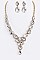 CLASSY CRYSTAL TEARDROP STATEMENT NECKLACE SET