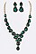 CLASSY CRYSTAL TEARDROP STATEMENT NECKLACE SET