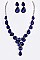 CLASSY CRYSTAL TEARDROP STATEMENT NECKLACE SET