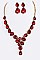 CLASSY CRYSTAL TEARDROP STATEMENT NECKLACE SET